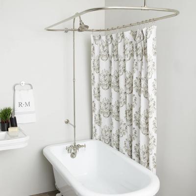 Randolph Morris 48 Inch Tub Wall Mount Clawfoot Tub Shower Enclosure with Faucet and Watering Can Shower Head RM033-48BN