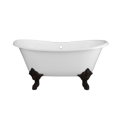 Randolph Morris Monarch 72 Inch Cast Iron Double Slipper Clawfoot Tub - Rim Faucet Drillings - Monarch Feet RM72DS7-MORB