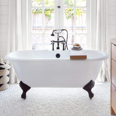 Randolph Morris Cambridge 72 Inch Cast Iron Double Ended Clawfoot Tub - Rim Faucet Drillings LG72DE7WDIB