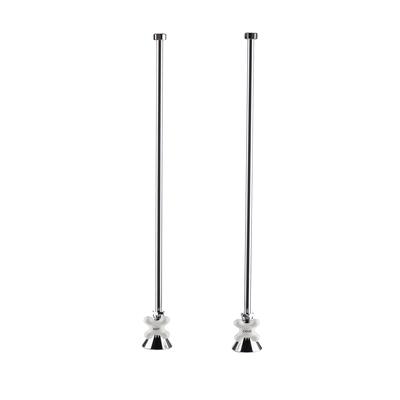 Randolph Morris Straight Supply Lines with Porcelain Cross Handle Supply Stops - Chrome RM1309PCC