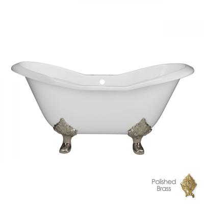 Randolph Morris Grace 61 Inch Cast Iron Double Slipper Tub - Rim Faucet Drillings - Lion Paw Feet RM61DS7LPPB