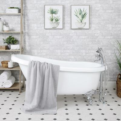 Randolph Morris Bristol 62 Inch Acrylic Slipper Clawfoot Tub Package - White / Chrome Feet & Fixtures SAVINGSPACKAGE01C-A