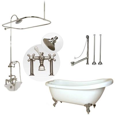 Randolph Morris Bristol 67 Inch Acrylic Slipper Clawfoot Tub & Shower Package - Chrome Feet with Chrome Fixtures SAVINGSPACKAGE67C-SH