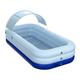 ETE ETMATE Parasol Piscine Gonflable Piscine Familiale Piscine Carrée Piscine 210 * 150 * 68CM, avec Pompe à Air sans Fil (Non Compris Huit Piles AA) Bleu