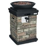 Costway 40000BTU Outdoor Propane Burning Fire Bowl Column Realistic Look Firepit Heater-Gray