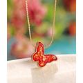 Glam Kidz Girls' Necklaces Red - Red Fire Opal & Goldtone Butterfly Pendant Necklace