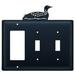 Village Wrought Iron Loon 3-Gang Toggle Light Switch/Rocker Combination Wall Plate in Black | 8 H x 6.5 W x 0.17 D in | Wayfair EGSS-116