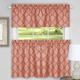 Red Barrel Studio® Zoey 3 Piece Moroccan Trellis Kitchen Curtain Polyester in Orange/White | 36 H x 58 W x 1.5 D in | Wayfair
