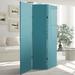 Latitude Run® Arlynes 47.25" W x 71" H 3- Panel Folding Room Divider Wood/Canvas in Green/Blue | 71 H x 47.25 W x 1 D in | Wayfair