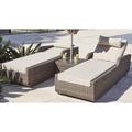 Hokku Designs Peconic 78" (Set of ) Two Indoor Outdoor Chaise Lounge w/ Beige Cushion Wicker/Rattan in Brown | Wayfair