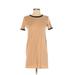 Charlotte Russe Casual Dress - Shift Crew Neck Short Sleeve: Tan Color Block Dresses - Women's Size X-Small