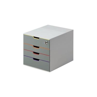 Durable Schubladenbox A4 4 farbige Schübe, geschlossen, mit Zylinderschloss,