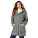 Plus Size Women's Hooded Textured Fleece Coat by Roaman's in Medium Heather Grey (Size 4X)