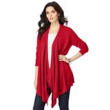 Plus Size Women's Fine-Gauge Handkerchief Hem Cardigan by Roaman's in Classic Red (Size 3X) Sweater