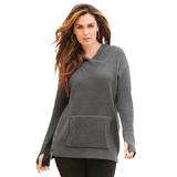 Plus Size Women's Thermal Hoodie Sweater by Roaman's in Medium Heather Grey (Size 34/36)