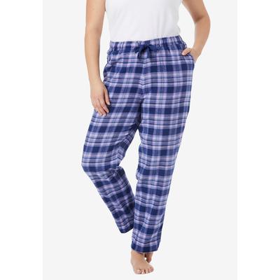 Plus Size Women's Cotton Flannel Pants by Dreams & Co. in Evening Blue Plaid (Size 34/36) Pajama Bottoms