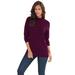 Plus Size Women's Fine Gauge Drop Needle Mockneck Sweater by Roaman's in Dark Berry (Size 1X)