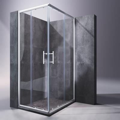 Duschkabine Eckeinstieg 195cm Höhe mit Doppel Schiebetüren Dusche Duschtüren 120x80 cm Image
