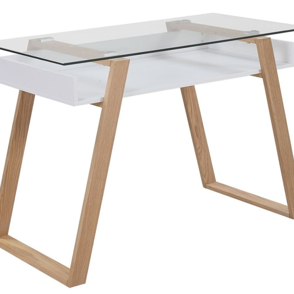 SalesFever »Glass« Schreibtisch weiss / B 110 x H 75 x T 55 cm