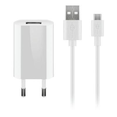 Micro-USB-Ladeset 1 A weiß weiß, goobay