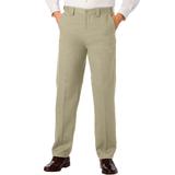 Men's Big & Tall Classic Fit Wrinkle-Free Expandable Waist Plain Front Pants by KingSize in True Khaki (Size 68 38)