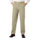 Men's Big & Tall Classic Fit Wrinkle-Free Expandable Waist Plain Front Pants by KingSize in True Khaki (Size 68 38)