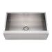 Whitehaus Collection Noah Collection Single Bowl Apron Front Farmhouse Sink - No Faucet Drillings - Brushed Stainless Steel WHNCMAP3321