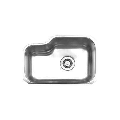 Whitehaus Collection Noah Collection Single Bowl Undermount Kitchen Sink with Off Set Drain - No Faucet Drillings - Brushed Stainless Steel WHNU1913