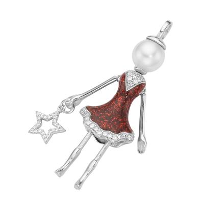 Giorgio Martello Milano - Anhänger Bella Giulia Püppchen mit Stern, Silber 925 Charms & Kettenanhänger 1 ct Rot Damen