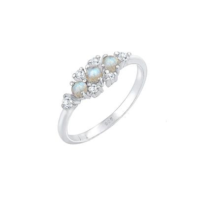 Elli - Bandring Labradorit Edelstein Zirkonia 925 Silber Ringe 1 ct Damen