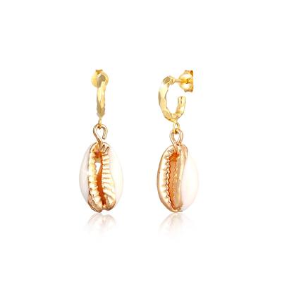 Elli - Creolen Kauri-Muschel Meer 925 Silber vergoldet Ohrringe 1 ct Damen (49.99 € / 1 ct)