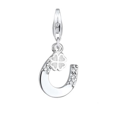 Elli - Hufeisen Kleeblatt Kristalle 925 Silber Charms & Kettenanhänger 1 ct Damen