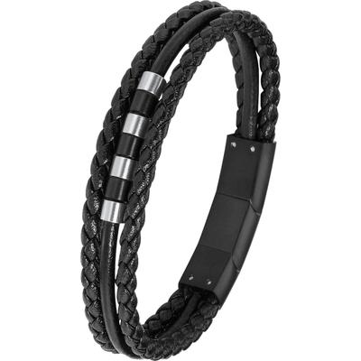 s.Oliver Armband Edelstahl, Leder One Size Weiss Herren