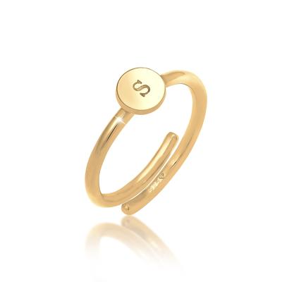 Elli Buchstabe S Kreis Verstellbar 925 Sterling Silber goldfarben Damen Image