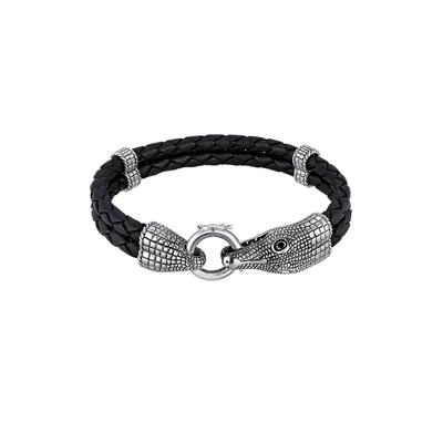 KUZZOI Herren Lederband Krokodil in 925 Sterling Silber 19