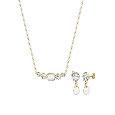 Elli PREMIUM - Perle Kristalle 925 Silber Schmuck-Set Damen