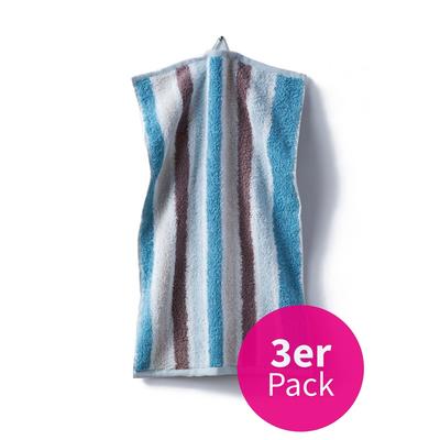 grace grand spa Gästetuch 3er-Pack in gestreifter Optik One Size / Premium türkis