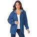 Plus Size Women's Cotton Complete Zip-Up Hoodie by Roaman's in Medium Wash (Size 28 W) Denim Jacket