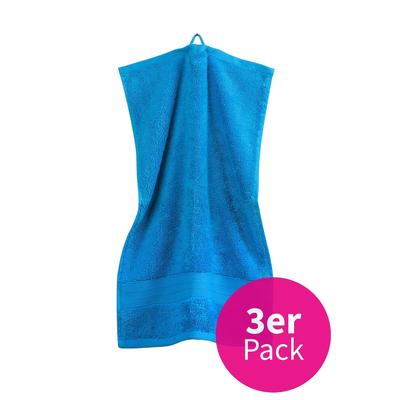 grace grand spa Gäste-Handtuch 3er-Pack Avantgarde mit breiter Webbordüre blau