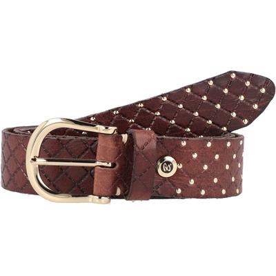 b.belt - Lina Gold Nietengürtel Leder Gürtel Braun Damen