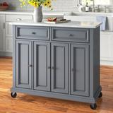 Andover Mills™ Moser 42" Wide Rolling Kitchen Island, Wood in Gray | 36 H x 42 W x 18 D in | Wayfair 5285F8EF8E3349A5AD2E945E5035FFC7