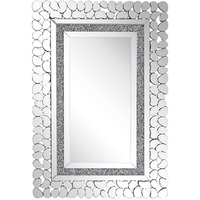 Wandspiegel Silber Glas 60x90 cm rechteckig mit Rahmen aus Acrylglas Modern Wohnaccessoires Wohnzimmer Schlafzimmer Wohn