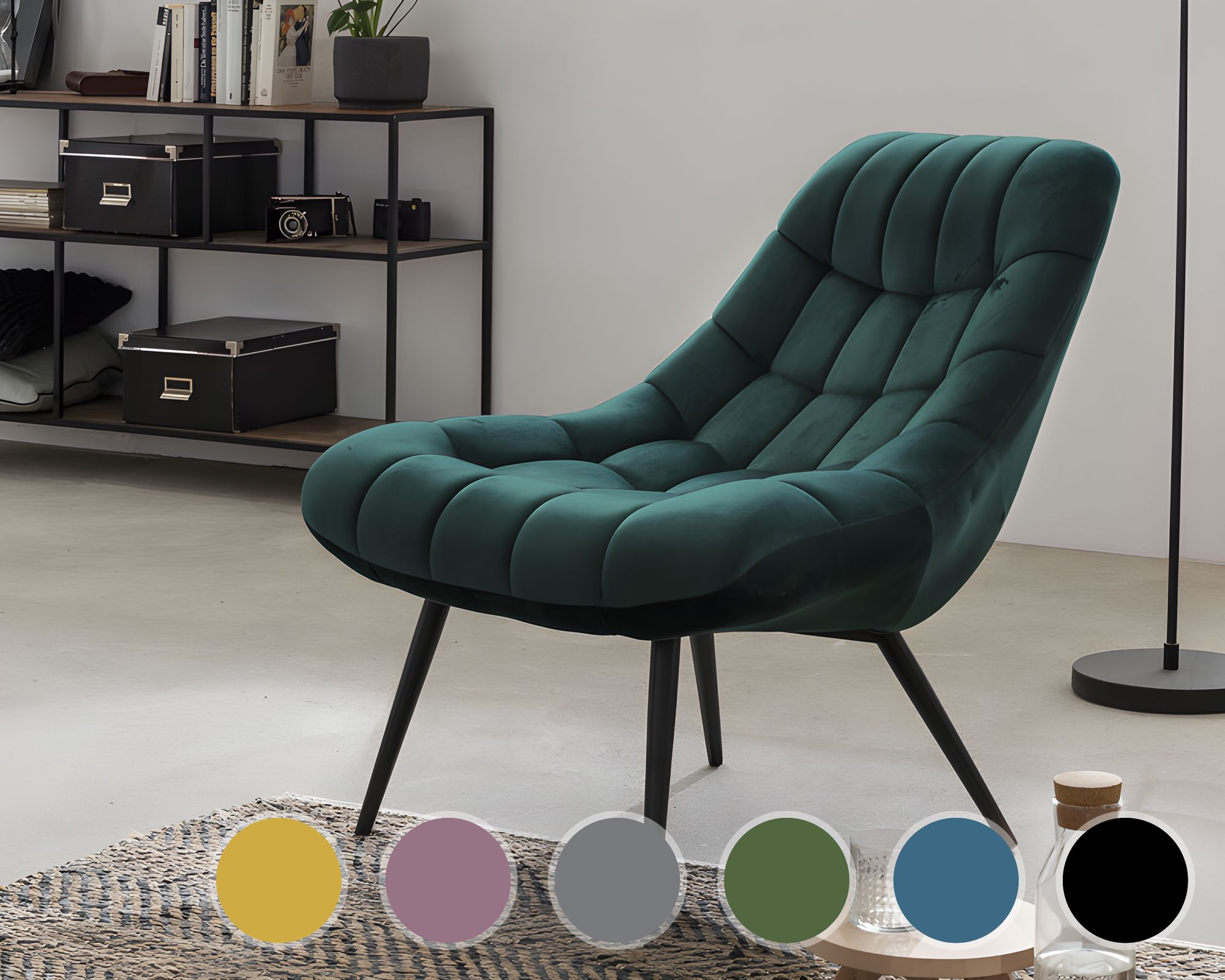 SalesFever »Chicago« Sessel XXL in Samt Metallbeine schwarz / schwarz