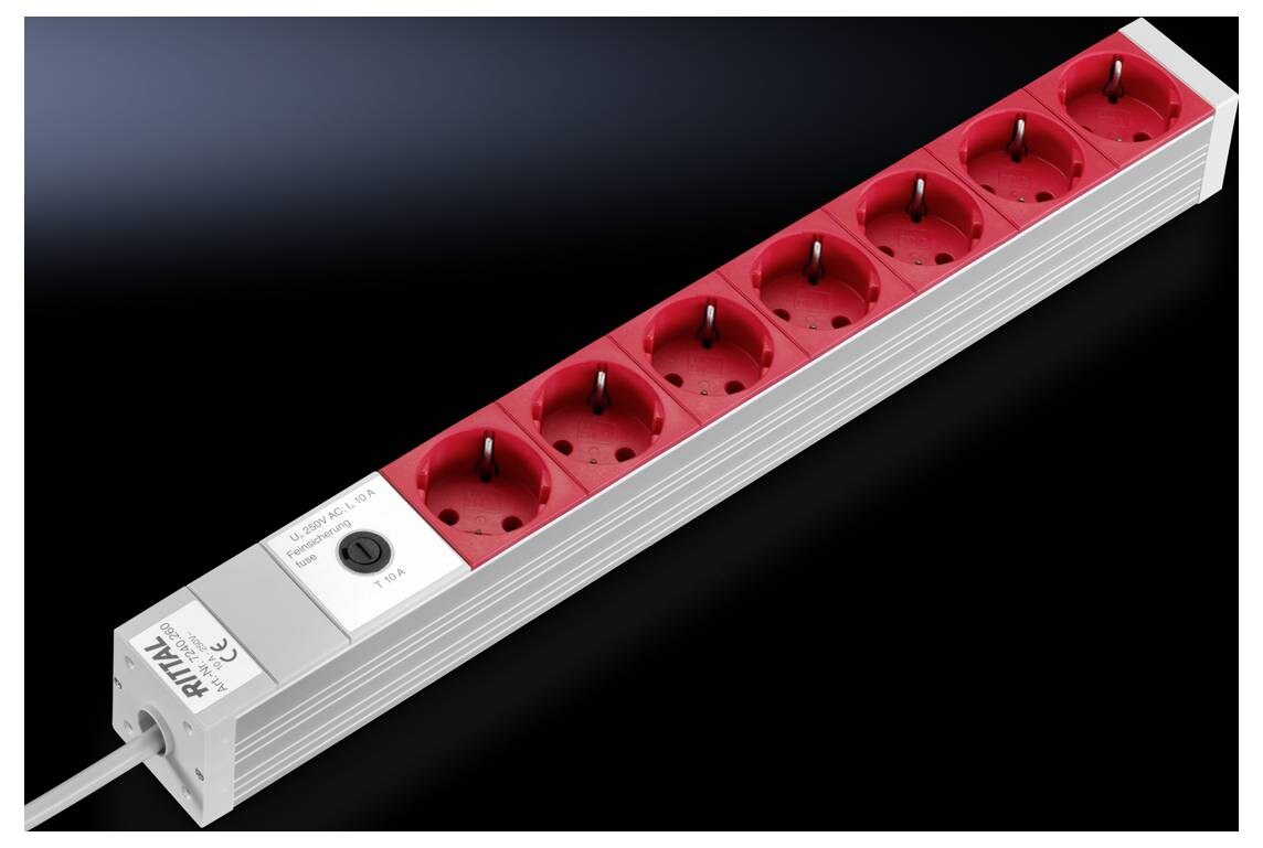 Rittal DK 7240.260 Steckdosenleiste 7-fach, mit Kaltger?tebuchse Aluminium 1 St. Image