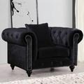 Chesterfield Chair - Darby Home Co Kylan 119.38Cm Wide Tufted Chesterfield Chair Velvet/Fabric in Black | 30.5 H x 47 W x 33 D in | Wayfair