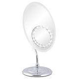 Rosdorf Park Soila Elliptical Lighted Magnifying Makeup Mirror 12.0 H x 4.0 W x 4.0 D in grayPlastic in Chrome | 12" H X 4" W X 4" D | Wayfair