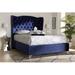 Rosdorf Park Mercier Tufted Upholstered Low Profile Platform Bed Metal in Blue | 66.3 H x 66.9 W x 86.2 D in | Wayfair