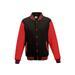 Just Hoods By AWDis JHA043 Men's 80/20 Heavyweight Letterman Jacket in Jet Black/Fire Red size 3XL | Ringspun Cotton