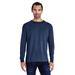 ComfortWash by Hanes GDH200 Men's Garment-Dyed Long-Sleeve T-Shirt in Navy Blue size Medium | Cotton