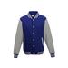 Just Hoods By AWDis JHA043 Men's 80/20 Heavyweight Letterman Jacket in Royal Blue Blizzard/Heather Grey size 3XL | Ringspun Cotton